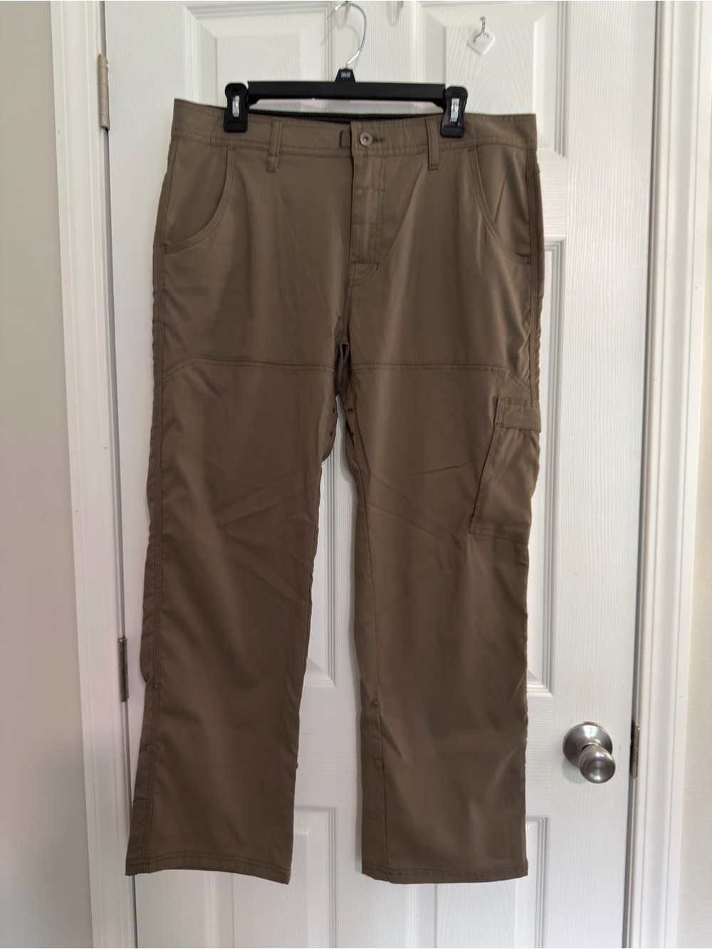 Prana Breathe Cargo Hiking Travel Pants 35x30 Brown/Green (w/out Belt)